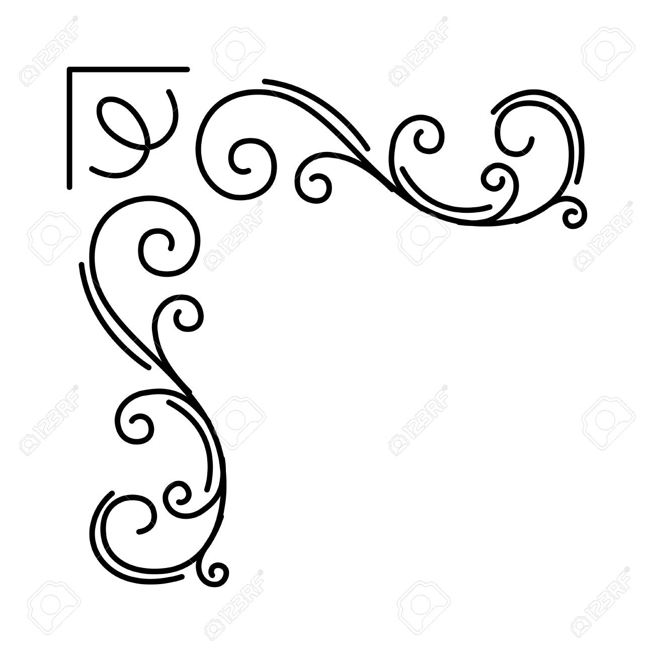 ornamental floral corner decorative filigree element swirls invitation swirls