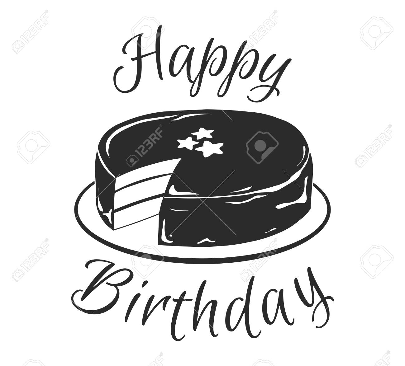 Birthday Cake Greeting Card Design Happy Birthday Inscription Vector Illustration Isolated On White Background Royalty Free Cliparts Vectors And Stock Illustration Image
