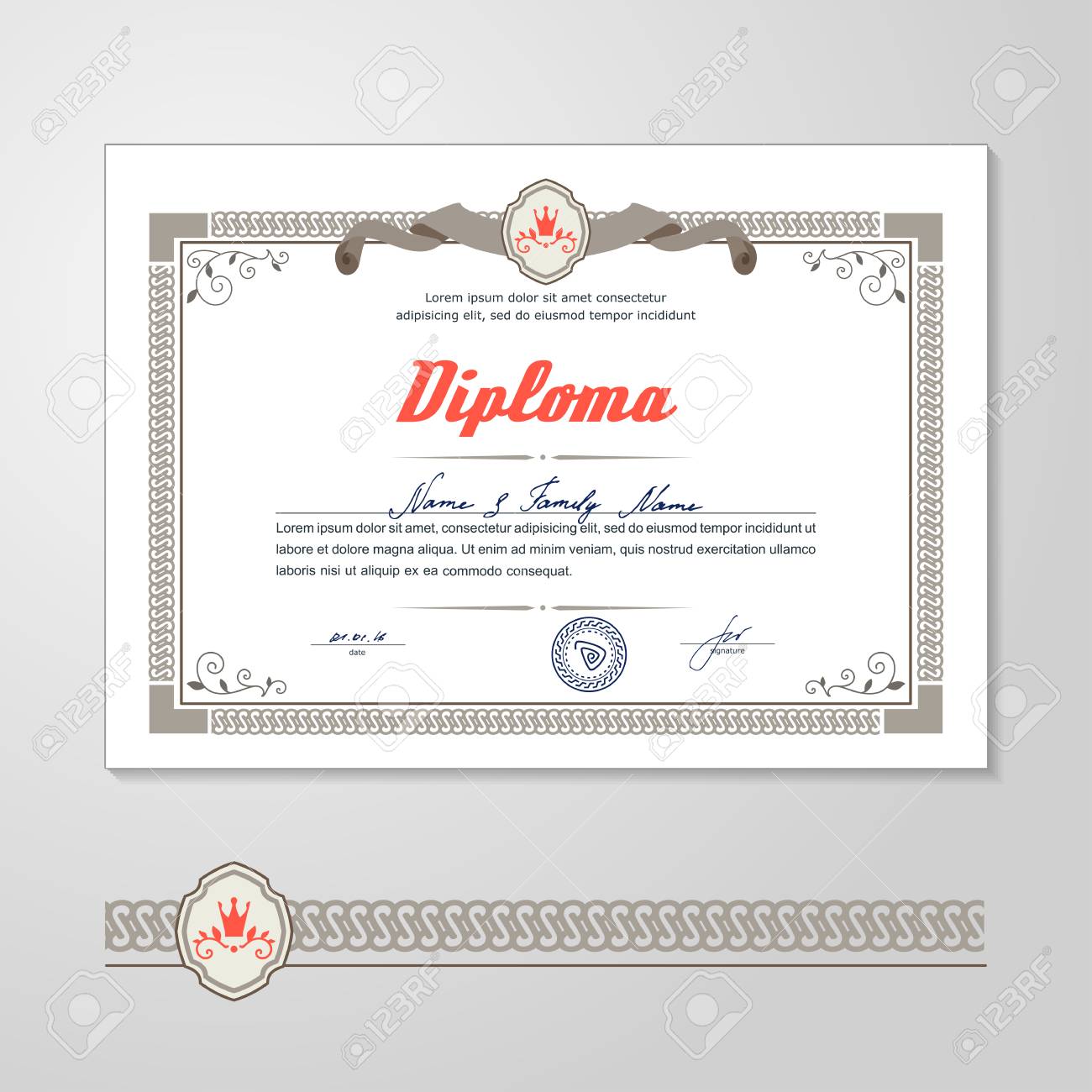 certificate diploma design template a vector diploma design template