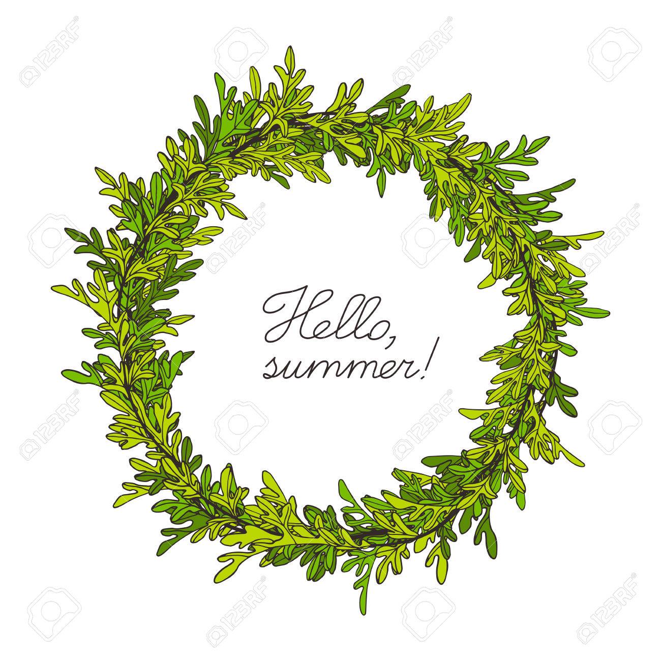 枝や葉 よもぎの 手には ベクター グラフィックが描画されます 夏の背景 のイラスト素材 ベクタ Image