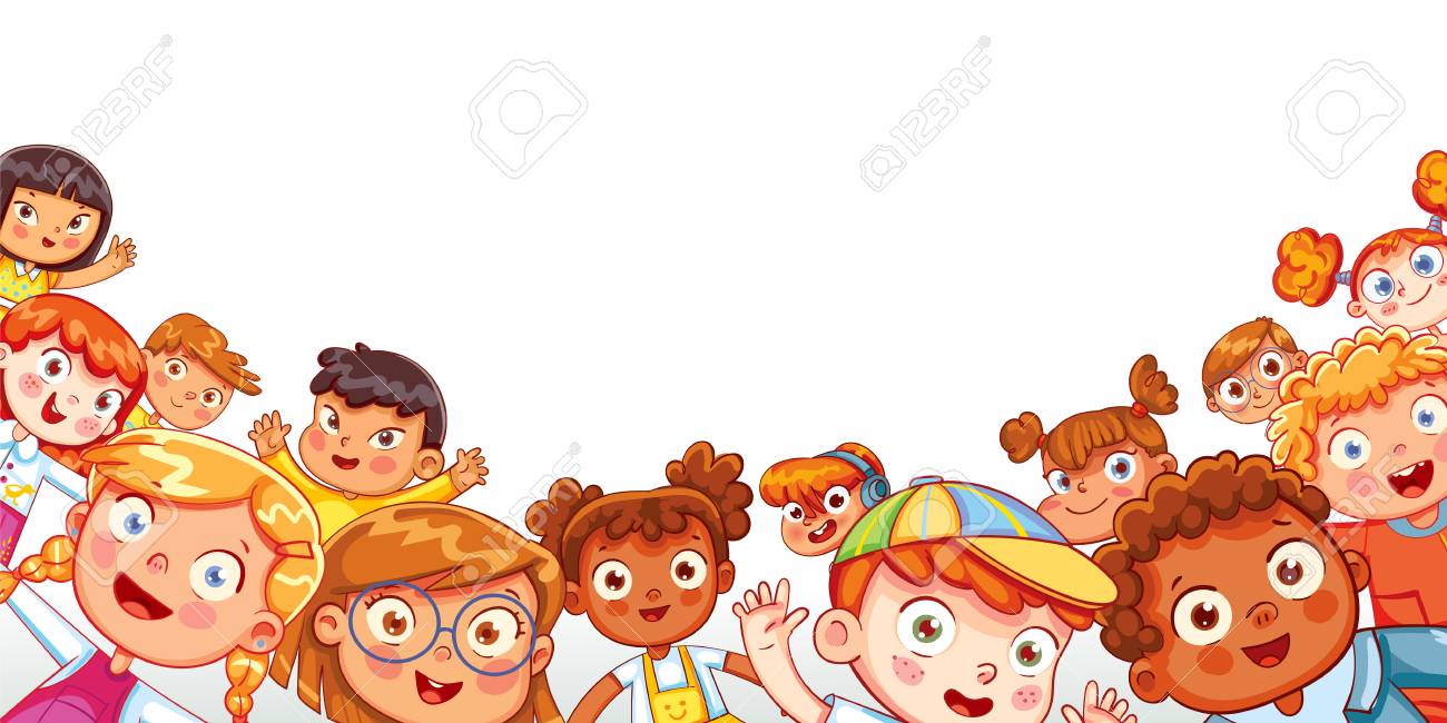 Group of Multicultural happy children waving at the camera. Children's panorama for your design. Place for text. Template for advertising brochure. Funny cartoon character. Vector illustration - 115839173 Group of Multicultural happy children waving at the camera. Children's panorama for your design. Place for text. Template for advertising brochure. Funny cartoon character. Vector illustration - 115839173