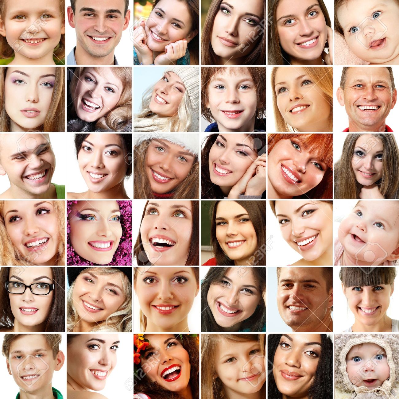 Collage Of Smiling Faces. Collection Of Beautiful Human Faces With Wide  Smiles And Great Healthy White Teeth. Isolated Over White Background Stock  Photo, Picture and Royalty Free Image. Image 19287471.