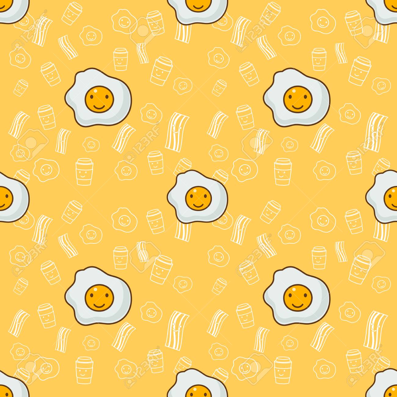 Vector Morning Best Friends Breakfast Seamless Pattern With Royalty Free Cliparts Vectors And Stock Illustration Image