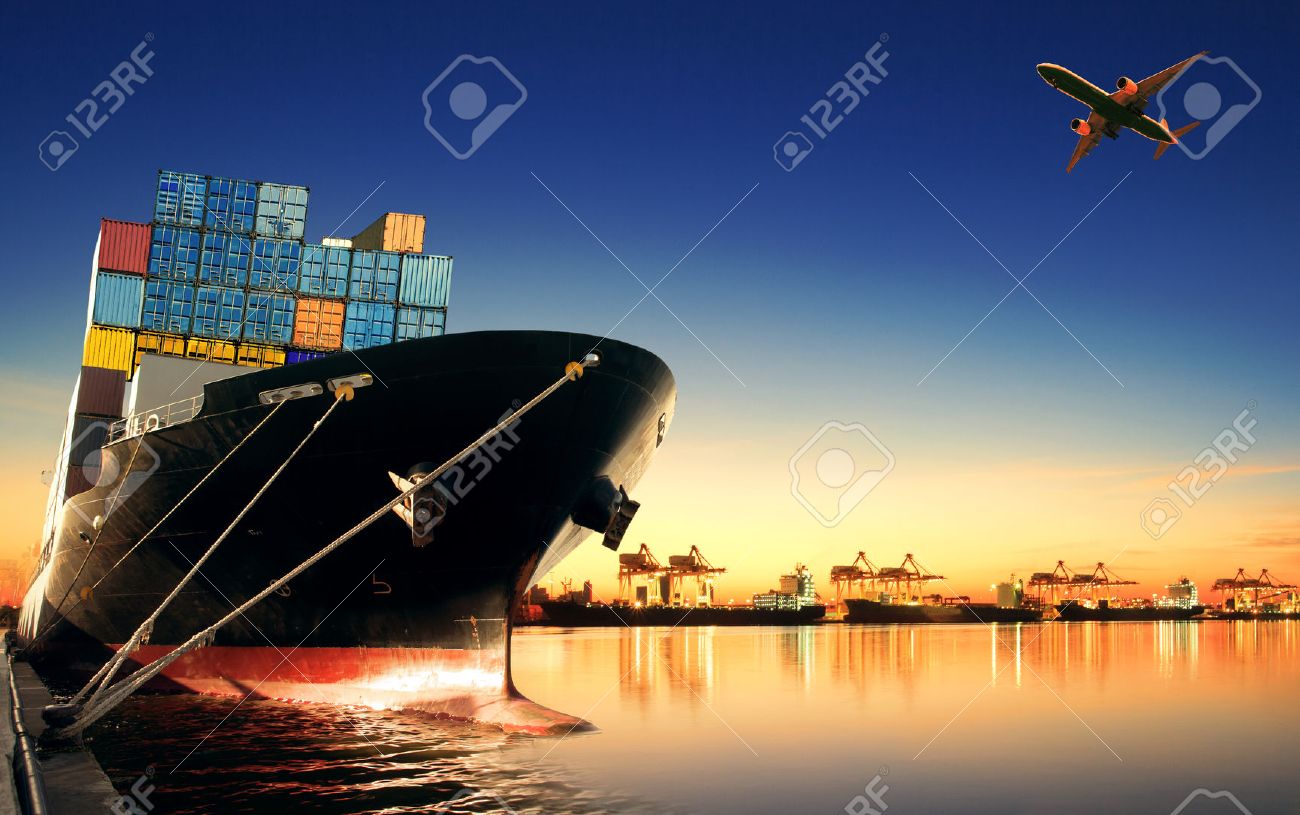 container ship in import,export port against beautiful morning light of loading ship yard use for freight and cargo shipping vessel transport - 40921867 container ship in import,export port against beautiful morning light of loading ship yard use for freight and cargo shipping vessel transport - 40921867
