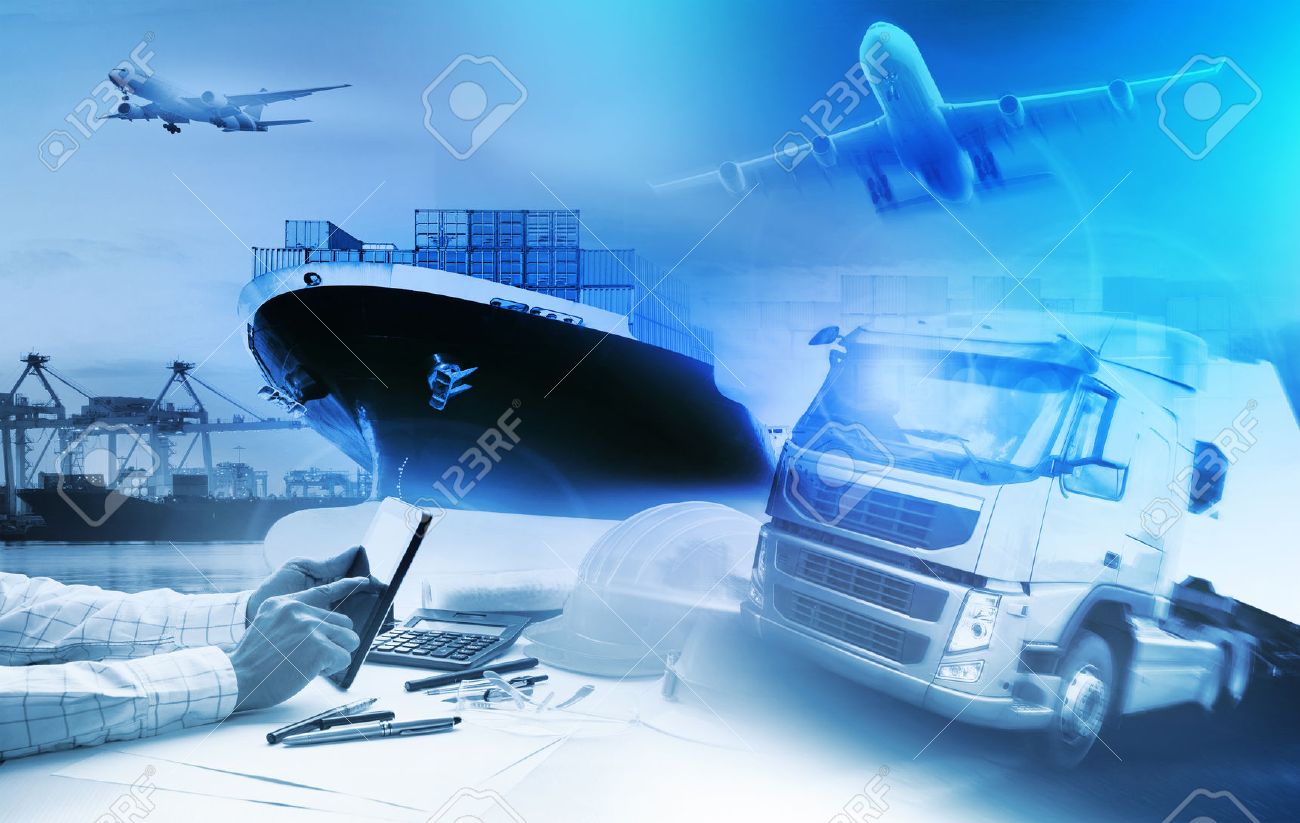 container truck ,ship in port and freight cargo plane in transport and import-export commercial logistic ,shipping business industry - 54797976 container truck ,ship in port and freight cargo plane in transport and import-export commercial logistic ,shipping business industry - 54797976