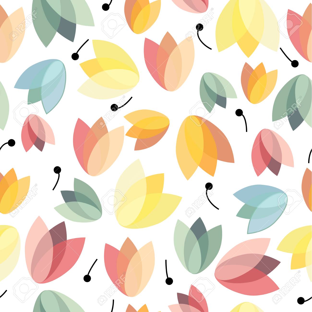 seemless pattern of many flower different size and vintage color cute designs for background
