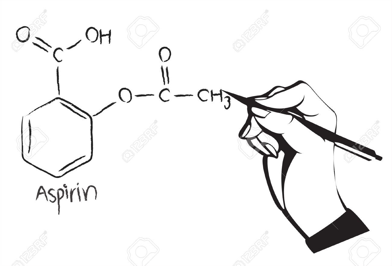 手で描くアスピリン構造式のイラスト素材 ベクタ Image