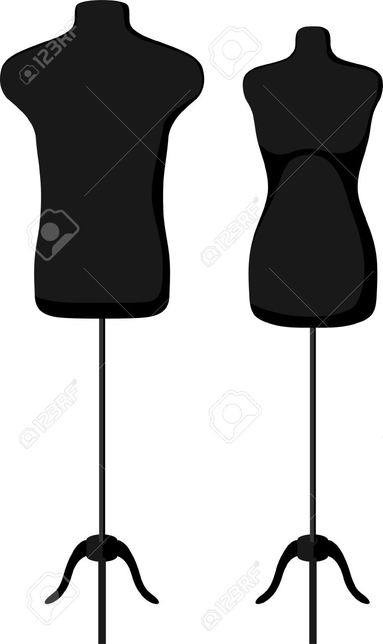 male and female empty mannequin torso template vector illustration