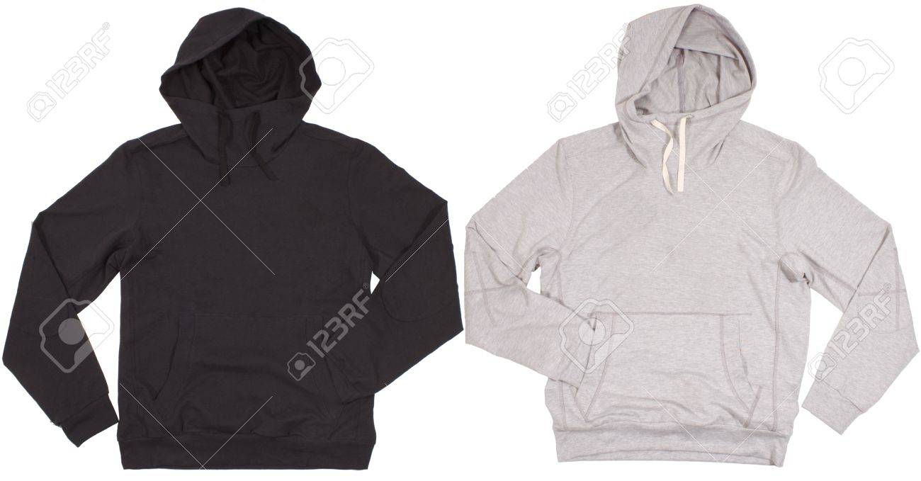 Zwei Hoodie Shirts Isoliert Auf Weißem Hintergrund Schwarzer Hoodie Für Kinder Auf Weißem Hintergrund