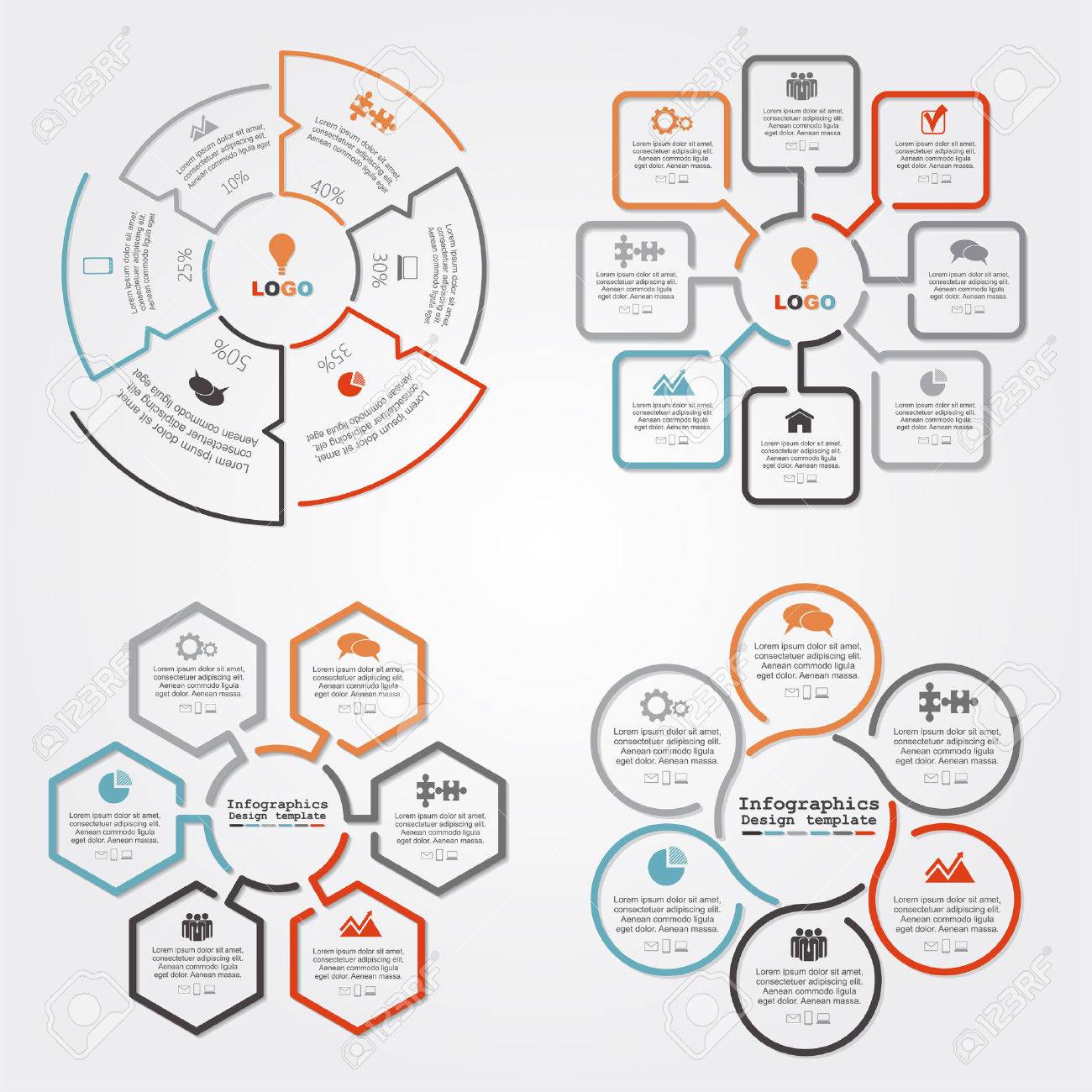 Set of infographics report template layout. Vector illustration - 46266401 Set of infographics report template layout. Vector illustration - 46266401