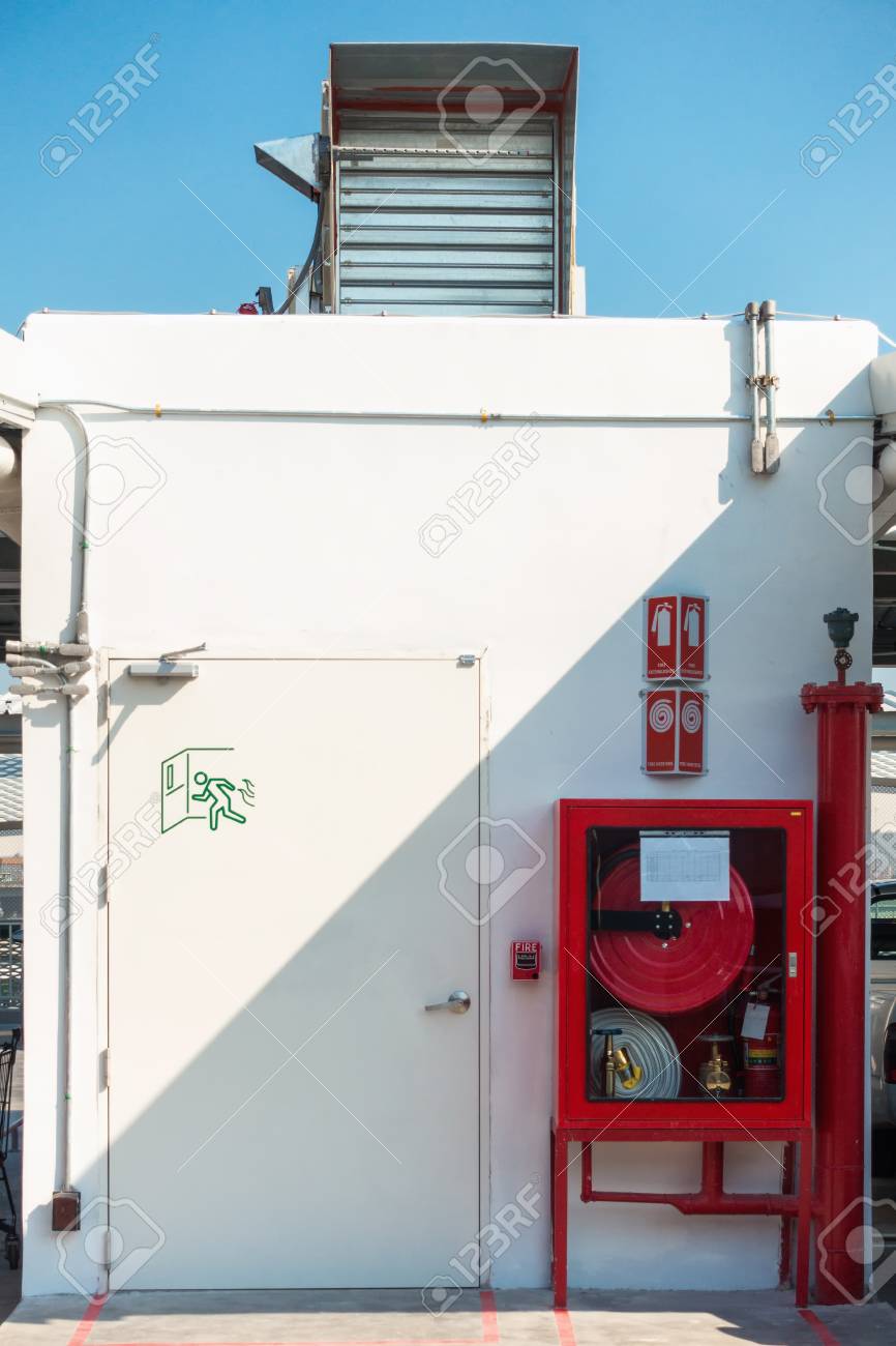 Fire Protection System And Fire Exit Door On The Decking Floor