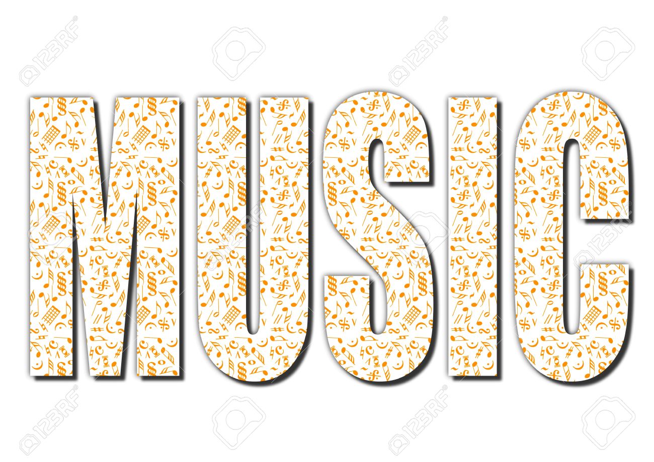 stock photo typography music word made from musical notes isolated with clipping path