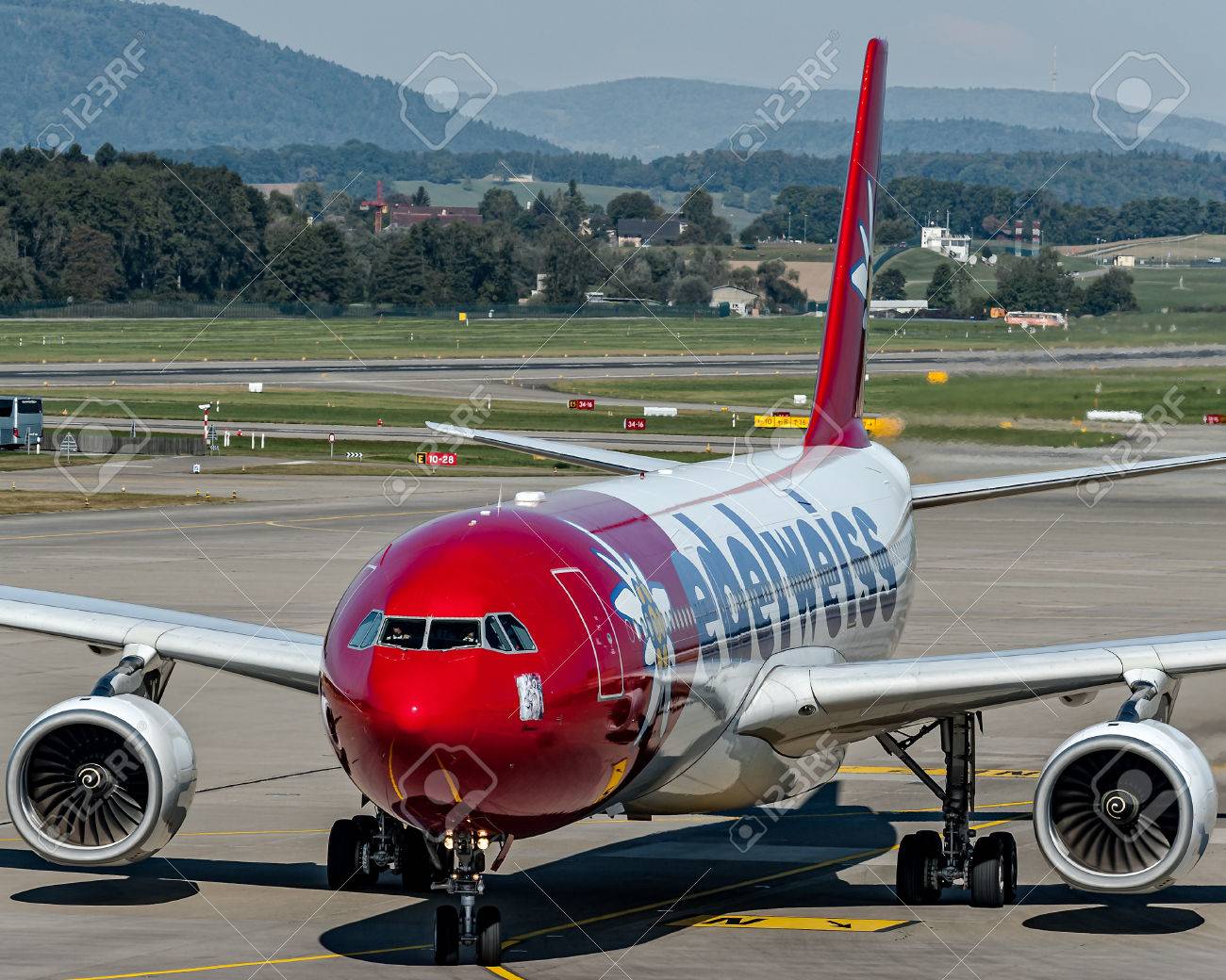 Taxiing To The Gate This Colored Airbus A330 At Zurich Switzerland Stock Photo Picture And Royalty Free Image Image