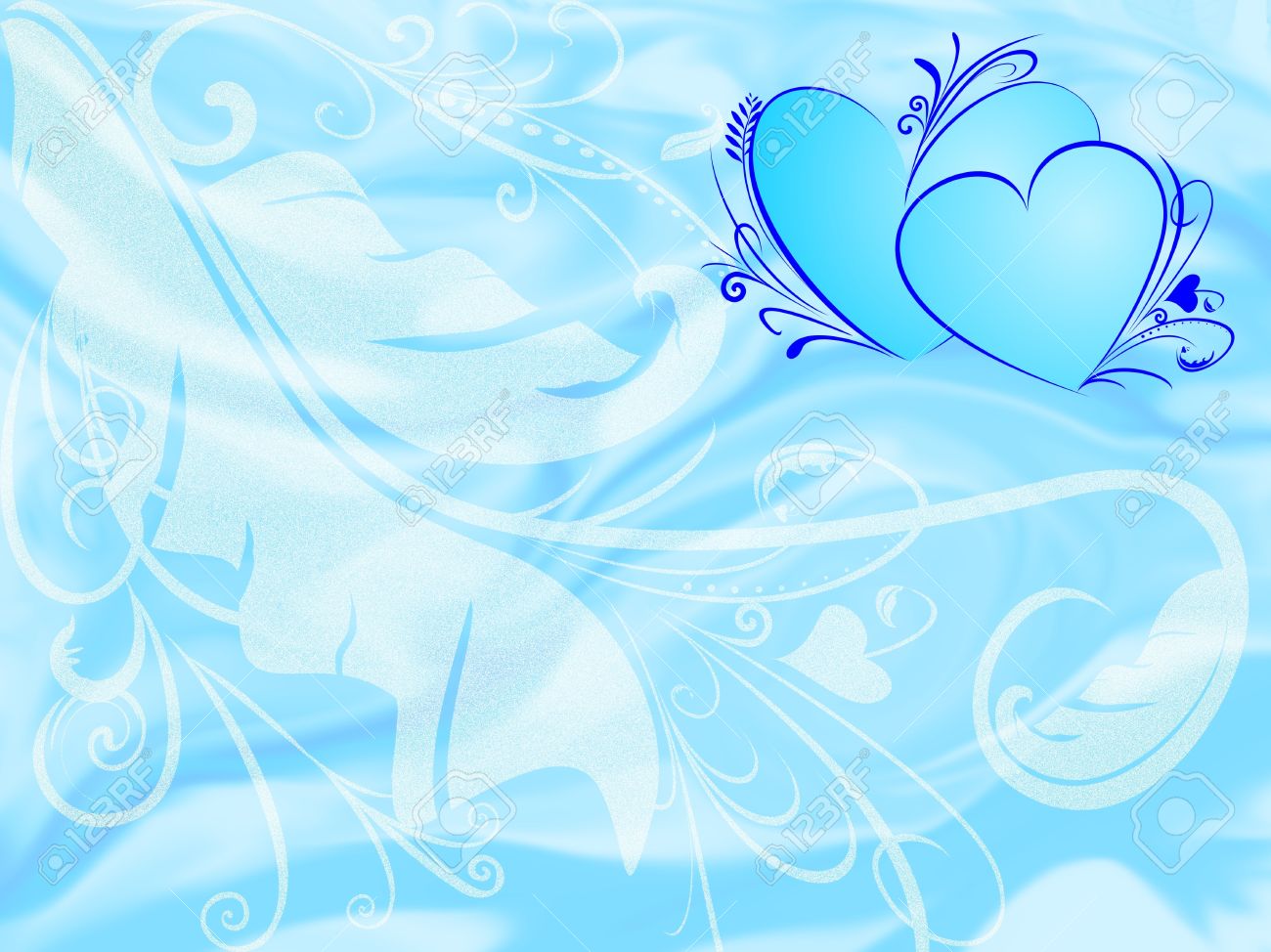 Floral background with blue love illustration - 10601663 Floral background with blue love illustration - 10601663