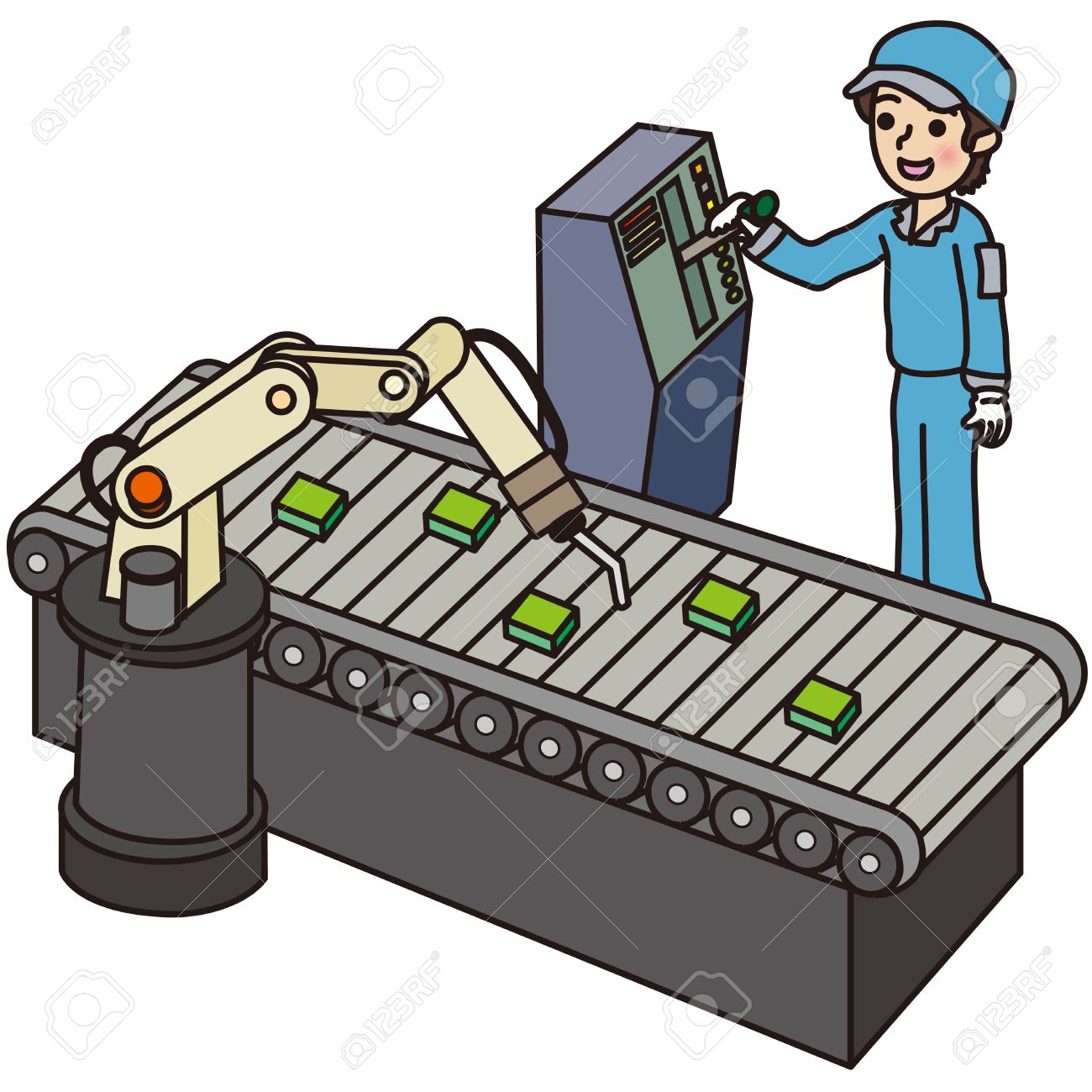 男性労働者は工場で働くのイラスト素材 ベクタ Image