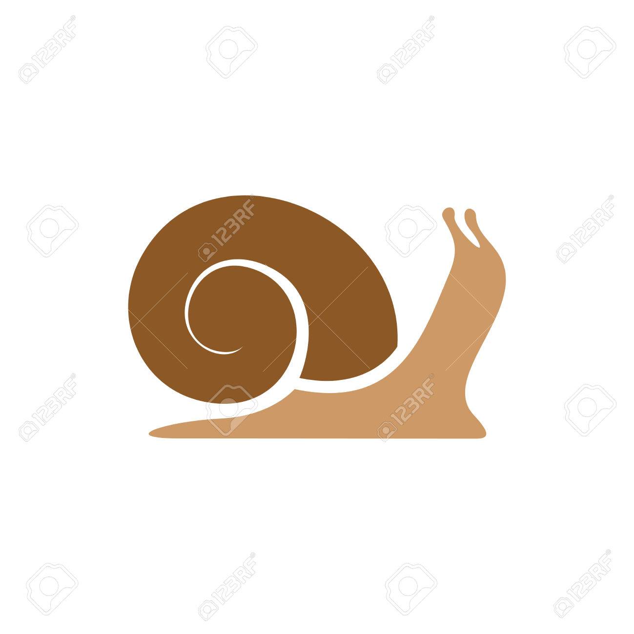 カタツムリのロゴのテンプレート 単純なフラット色のシルエット のイラスト素材 ベクタ Image