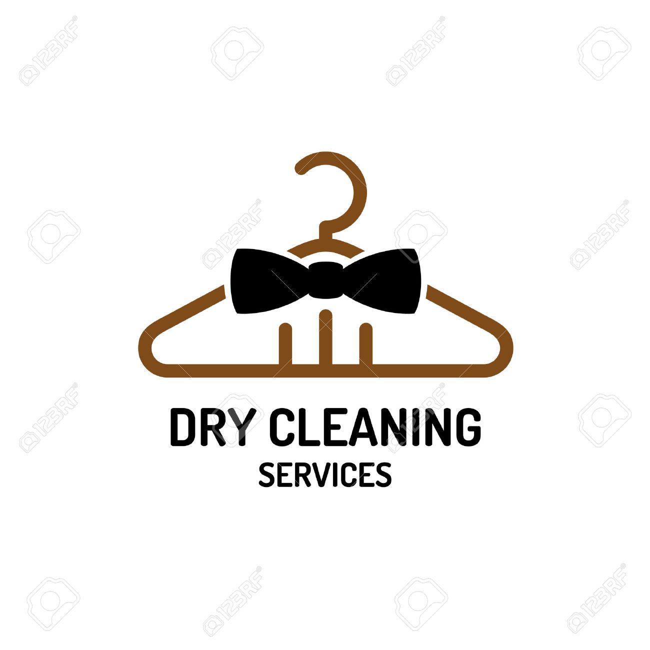 dry cleaning service logo template hanger with bow tie concept cleaning services logos free