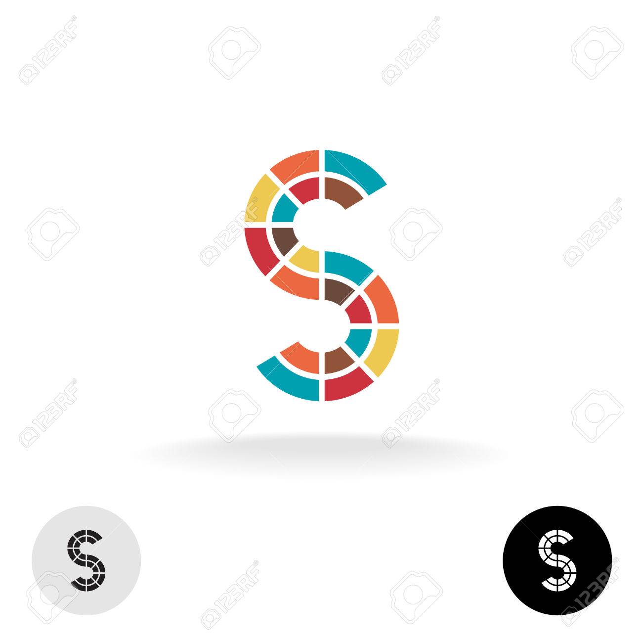 文字 S カラフルな粒子のベクトルのロゴ のイラスト素材 ベクタ Image