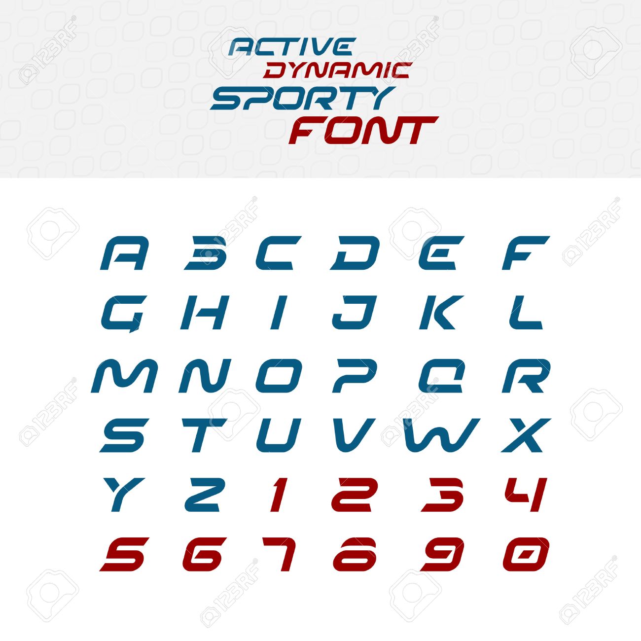 スポーツ テクノ フォント アルファベット スキューの斜体の動的なタイプフェイス 大文字と番号 のイラスト素材 ベクタ Image