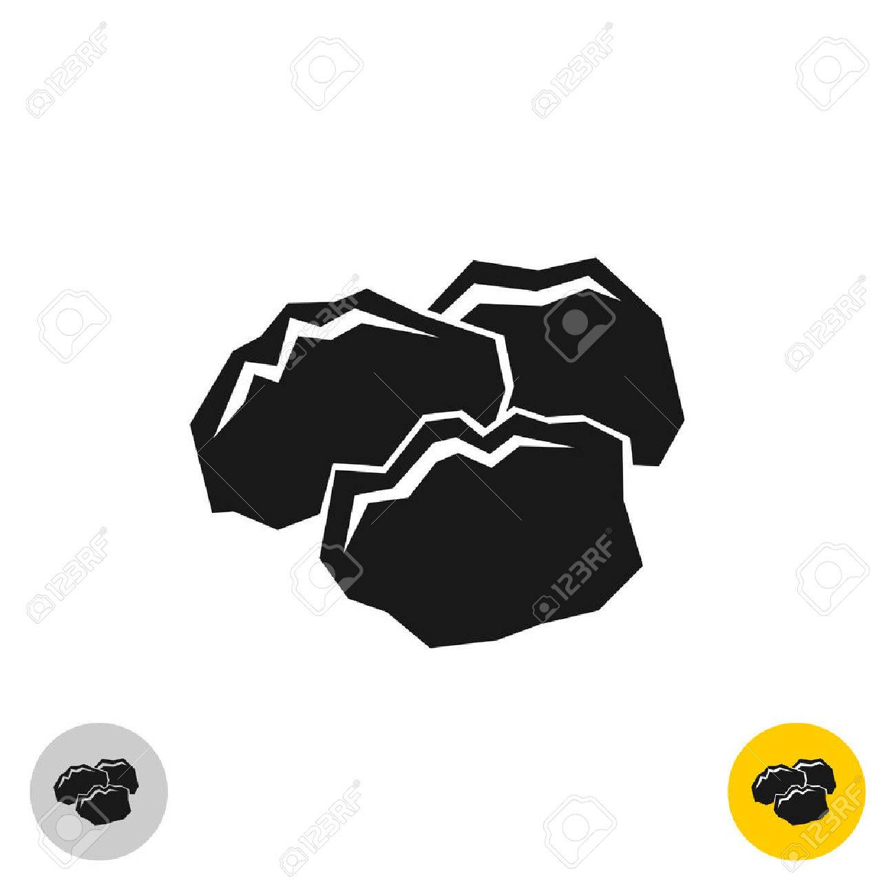 Coal black rocks icon. Three pieces of a coil together symbol. Monochrome color style. - 51838731 Coal black rocks icon. Three pieces of a coil together symbol. Monochrome color style. - 51838731