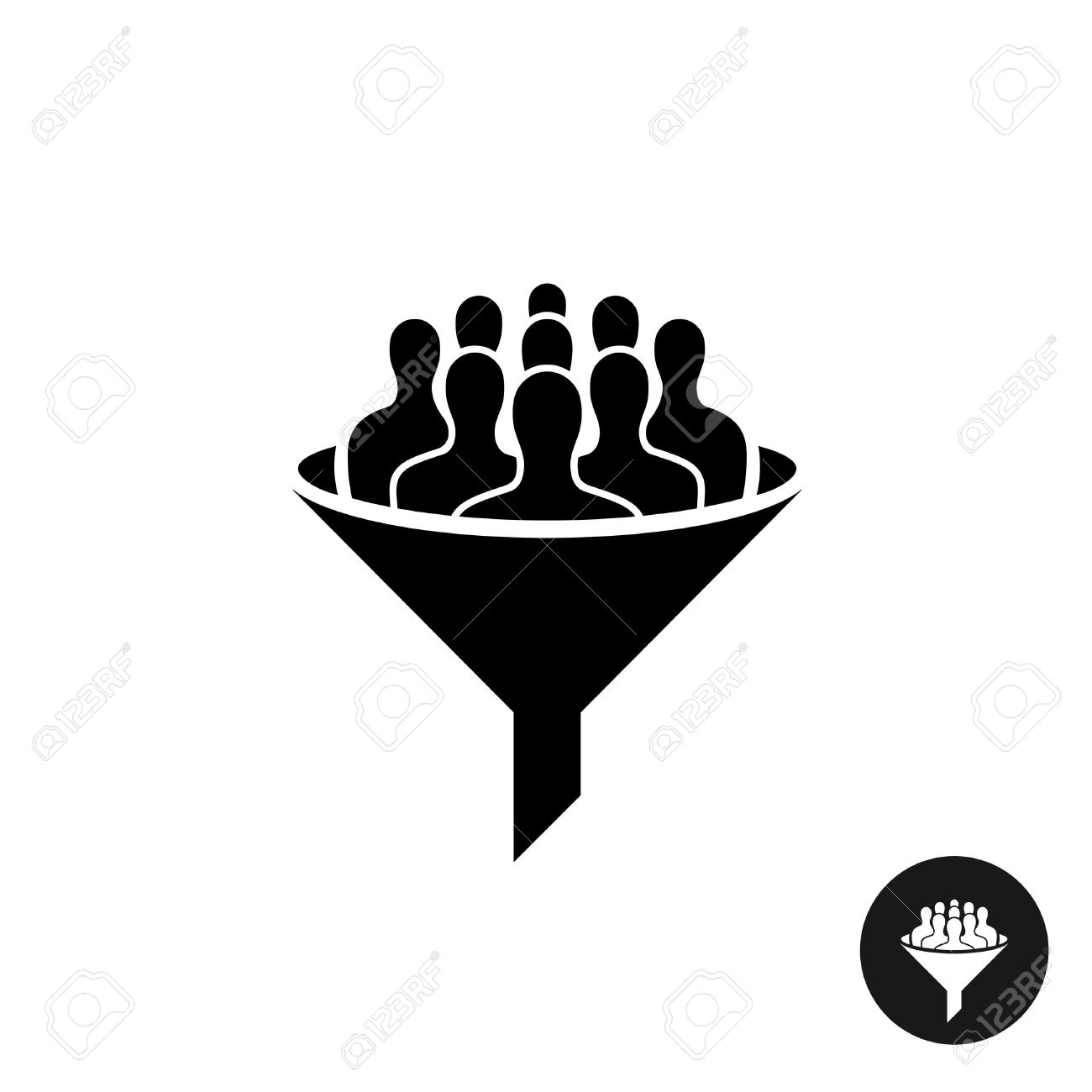 crowdfunding icon crowd of people silhouette with black funnel