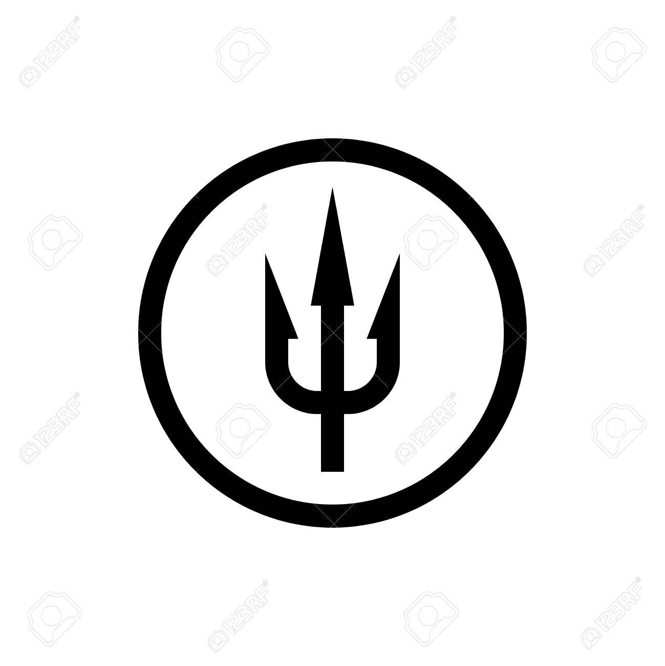 Simple Trident Sign Black Symbol In A Circle Border Royalty Free Cliparts Vectors And Stock Illustration Image