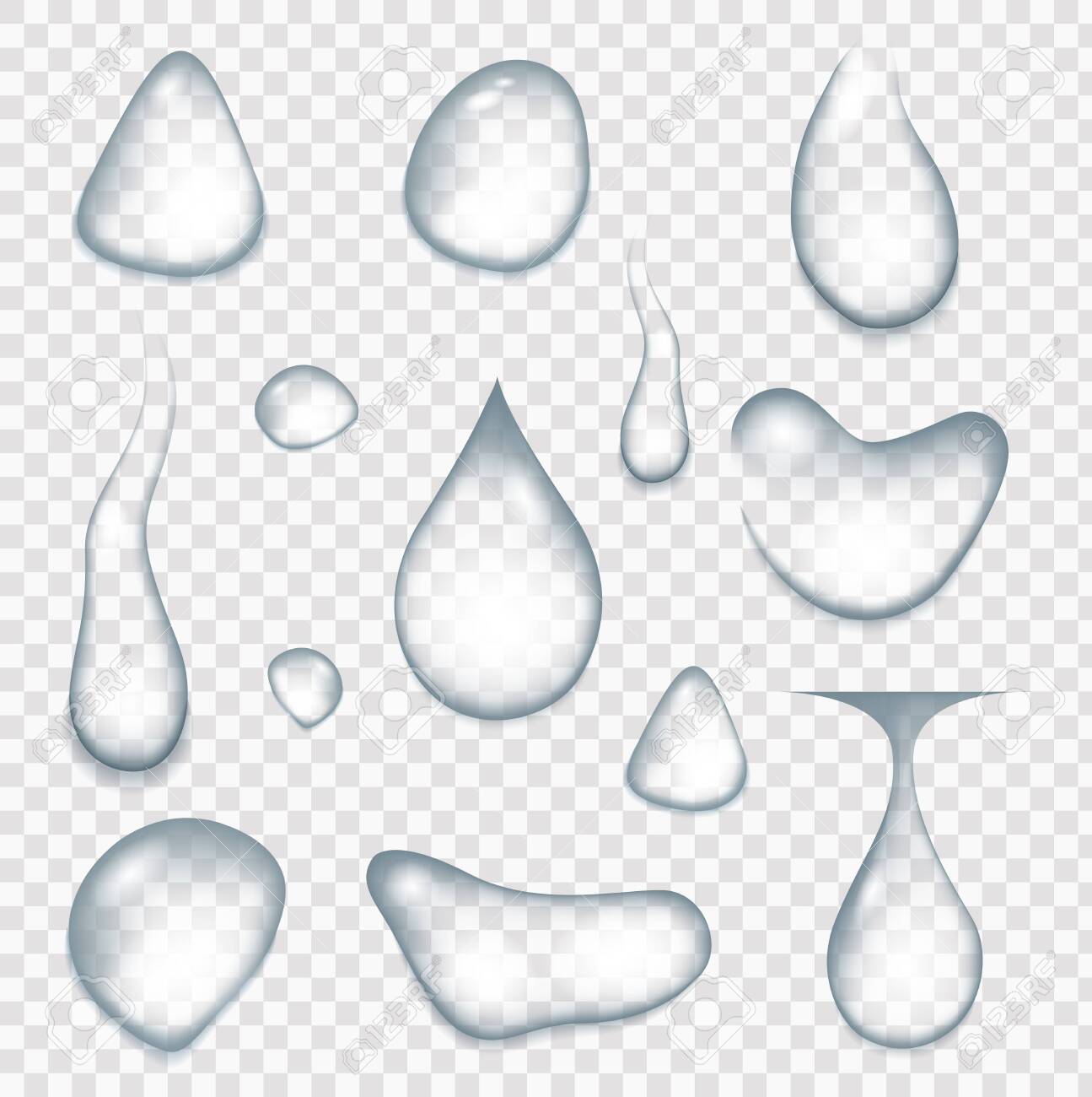 Realistic water drops, drops after the rain. Current drops from rain or spray. Set of condensation bubbles or realistic drip, H2O element and clear wet splash. - 145875801 Realistic water drops, drops after the rain. Current drops from rain or spray. Set of condensation bubbles or realistic drip, H2O element and clear wet splash. - 145875801