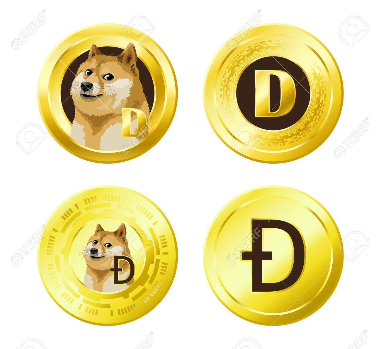 Icône De Vecteur De Crypto-monnaie Dogecoin DOGE. Nom De La Crypto-monnaie Et  Nom Commercial Abrégé Sur La Bourse. Monnaie Numérique. Clip Art Libres De  Droits, Svg, Vecteurs Et Illustration. Image 170321048