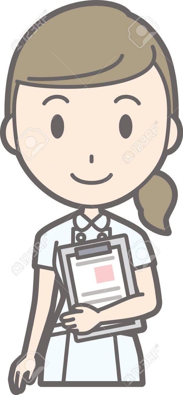 Illustration of a nurse wearing a white coat standing with a chart - 83687647 Illustration of a nurse wearing a white coat standing with a chart - 83687647