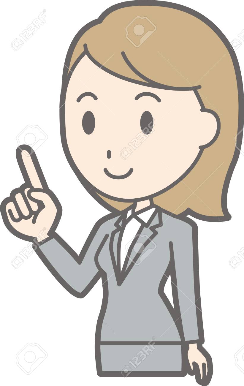 彼女を指差しスーツを着た若い女性のイラスト のイラスト素材 ベクタ Image