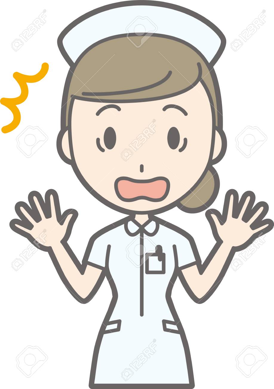 驚いて看護師着用白衣 のイラスト素材 ベクタ Image