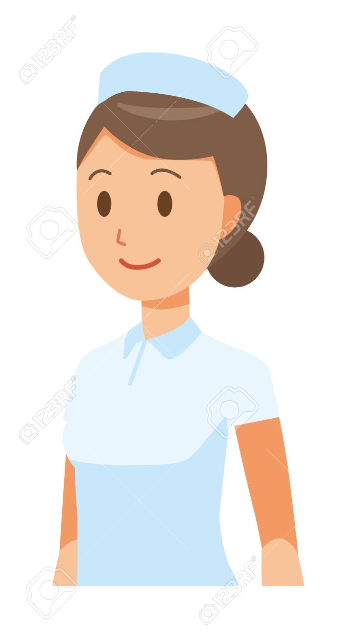 看護婦の帽子と白いコートを着て歩いている女性看護師 のイラスト素材 ベクタ Image