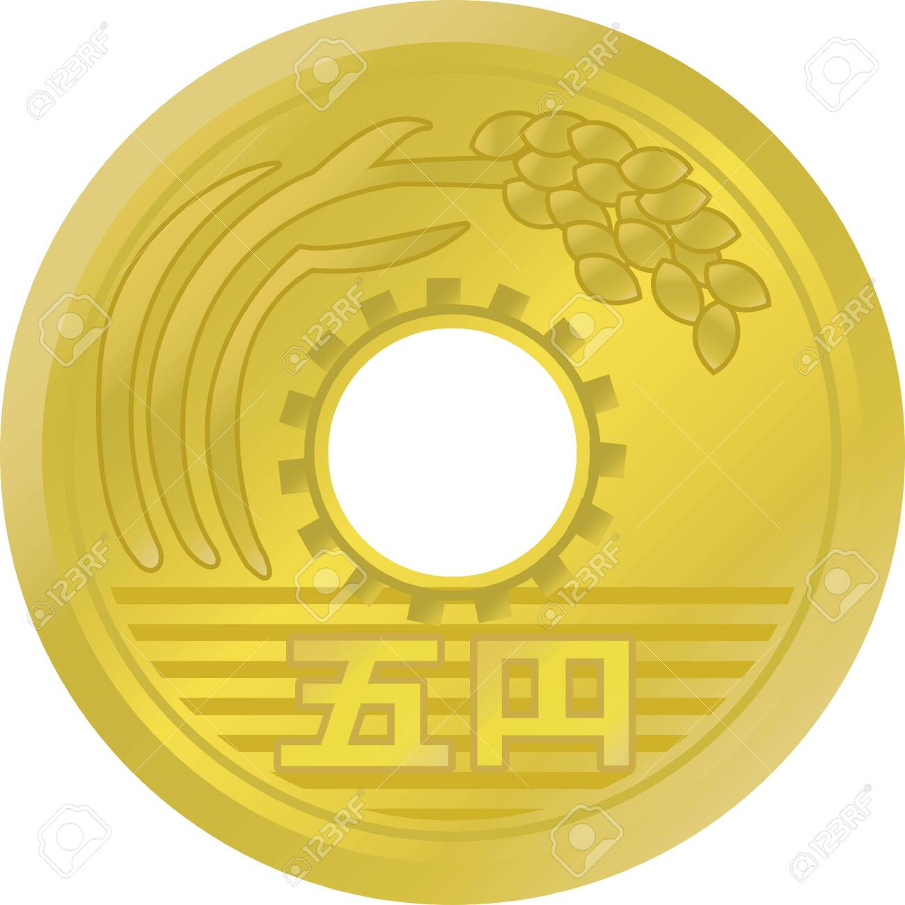 Image Illustration Of Japanese Coins (5 Yen Coin) Royalty Free SVG,  Cliparts, Vectors, and Stock Illustration. Image 137866575.