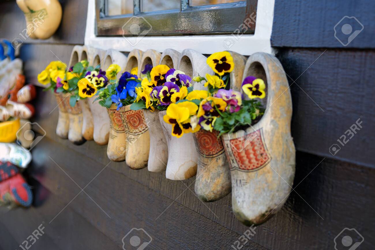 clogs with flowers