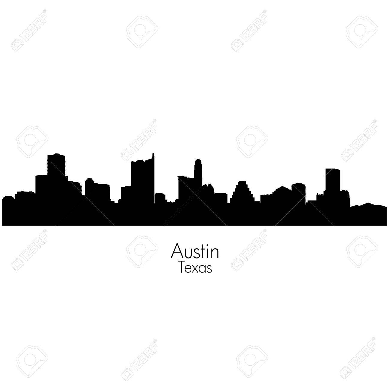 austin city capital of texas black vector silhouette skyline stock vector 64605357