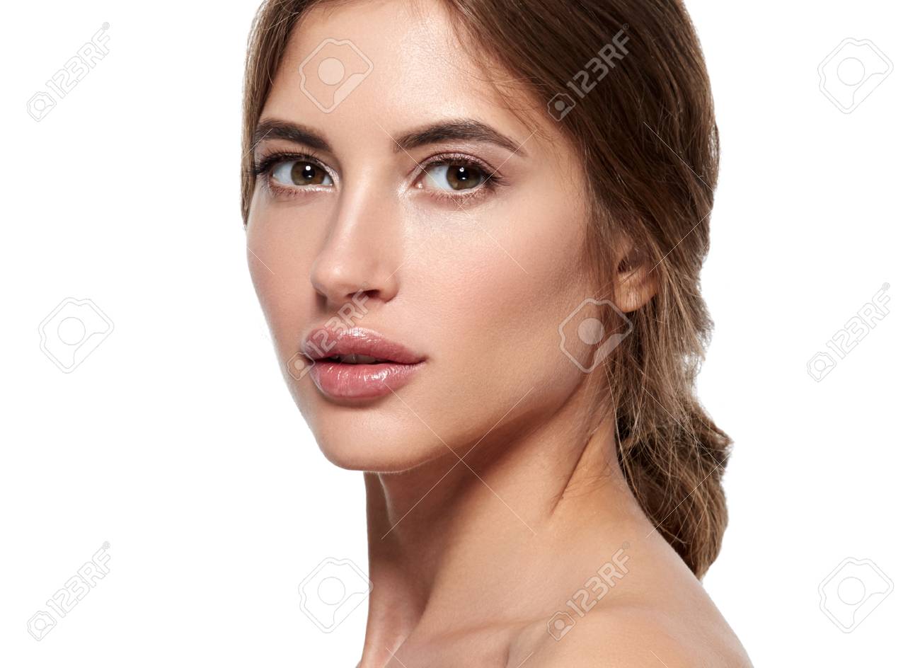 Beautiful woman skin care healthy concept beauty portrait isolated on white - 79448336 Beautiful woman skin care healthy concept beauty portrait isolated on white - 79448336
