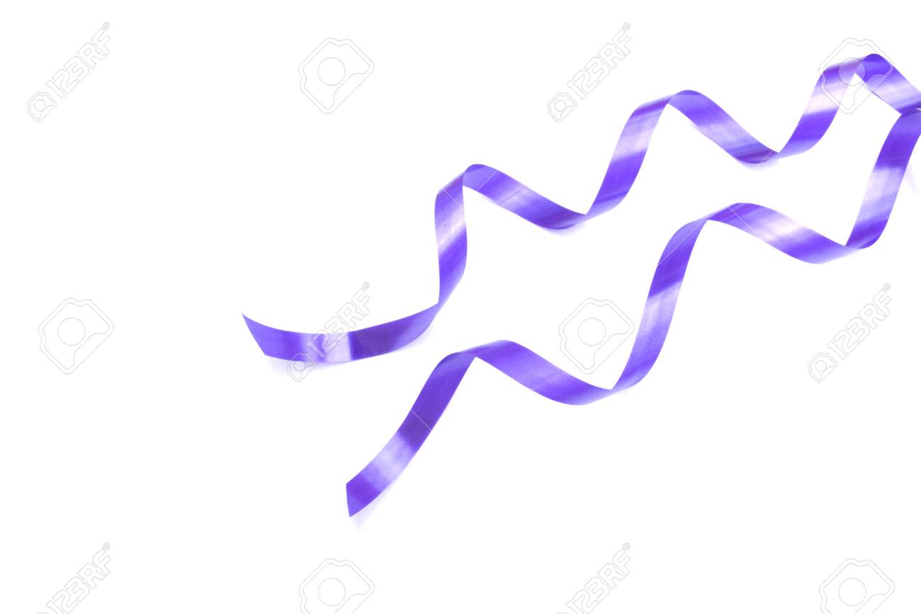 白い背景に分離されたスパイラル紫リボン の写真素材 画像素材