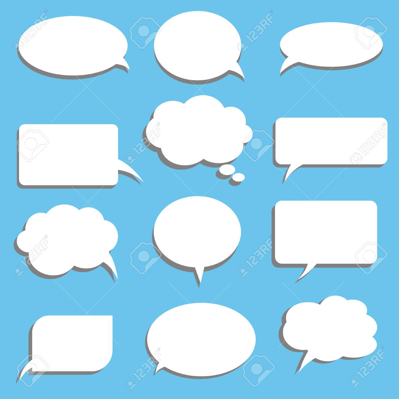 吹き出しのステッカーのベクトルセット 空白の白い吹き出し のイラスト素材 ベクタ Image 吹き出しのステッカーのベクトルセット 空白の白い吹き出し のイラスト素材 ベクタ Image