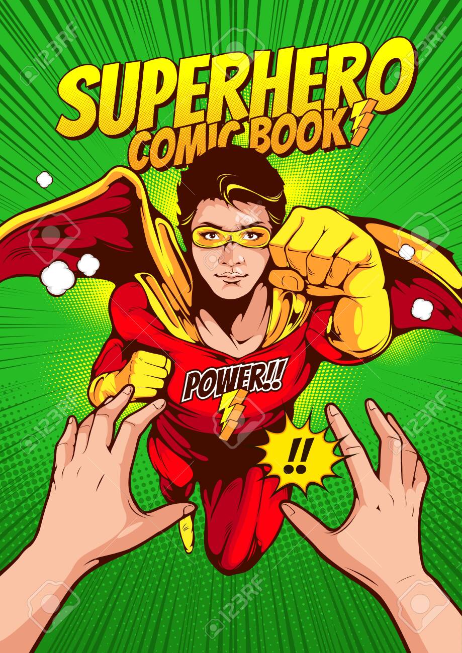 The Man In The Superhero Outfit Is Fighting, Comic Book Cover Pertaining To Superhero Flyer Template The Man In The Superhero Outfit Is Fighting, Comic Book Cover Pertaining To Superhero Flyer Template