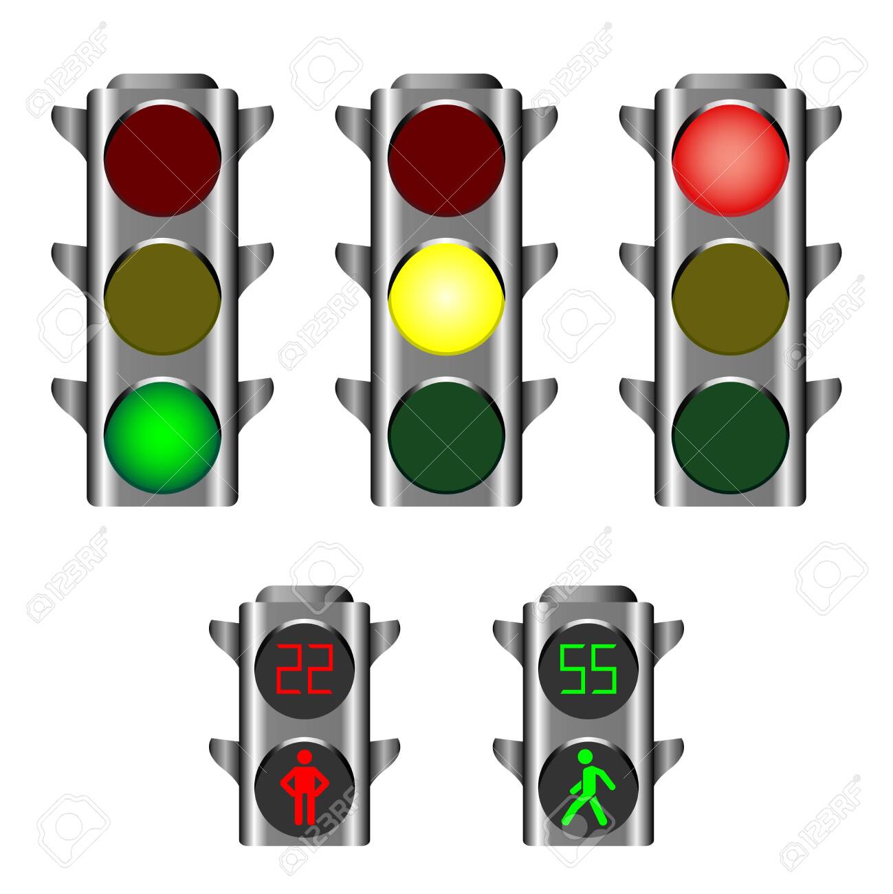 Traffic lights showing red, amber or green lights for drivers and pedestrian lights red and green - 124026340 Traffic lights showing red, amber or green lights for drivers and pedestrian lights red and green - 124026340