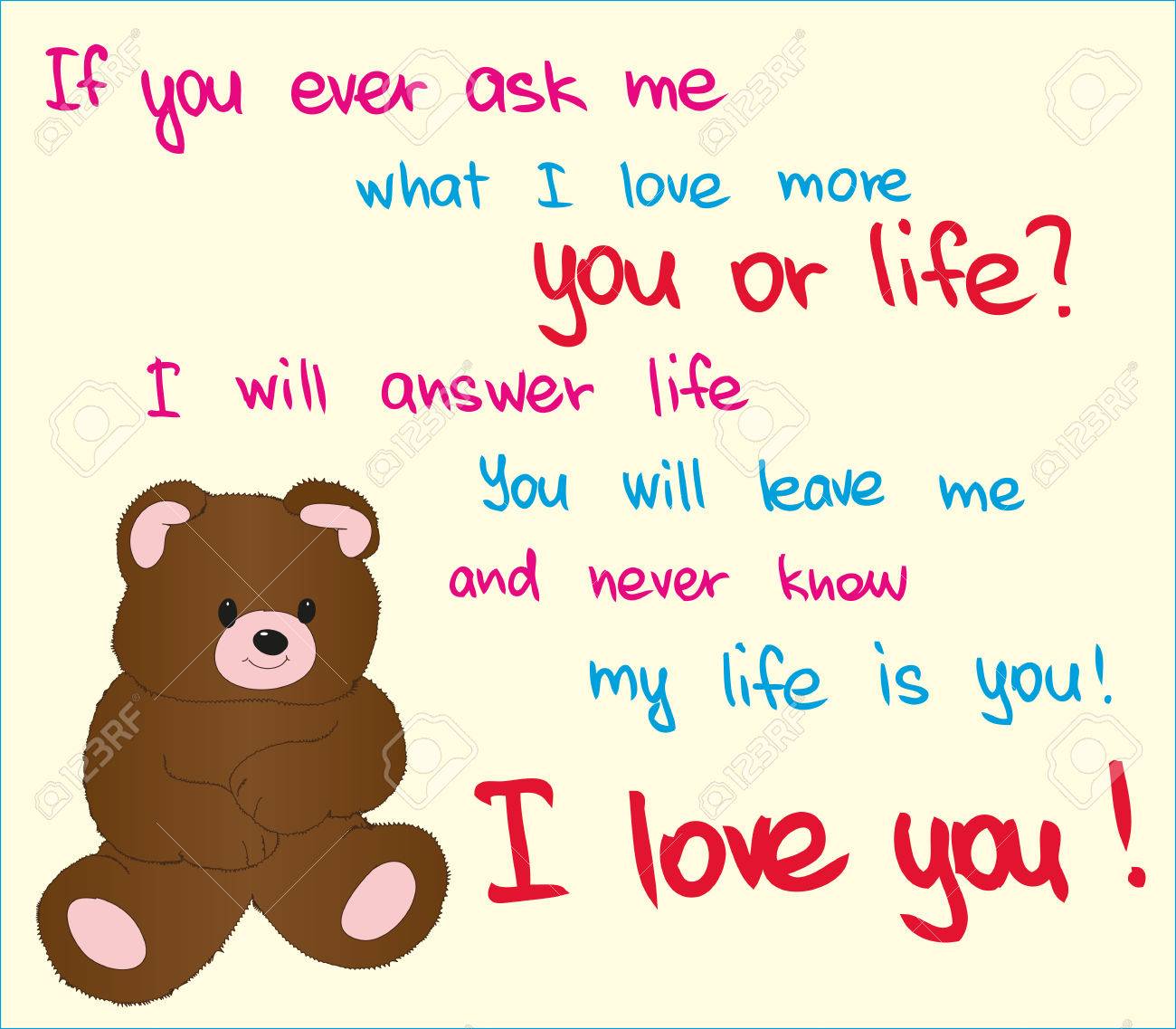 Picture Of Bear With Love Words For Special Occ Ions Valentine Card Stock Vector Picture Of Bear With Love Words For Special Occ Ions Valentine Card Stock Vector