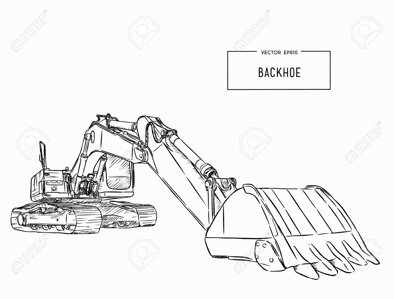 Yellow backhoe loader .Construction machinery. Special equipment. Vector illustration. hand draw sketch vector. - 89105880 Yellow backhoe loader .Construction machinery. Special equipment. Vector illustration. hand draw sketch vector. - 89105880