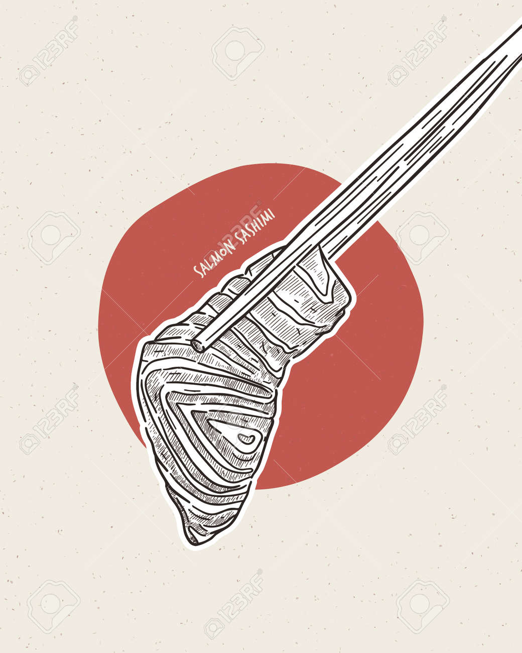 Hand holding salmon sashimi using chopsticks - Raw fresh salmon sliced, Japanese food. Hand draw sketch vector. - 165340371 Hand holding salmon sashimi using chopsticks - Raw fresh salmon sliced, Japanese food. Hand draw sketch vector. - 165340371