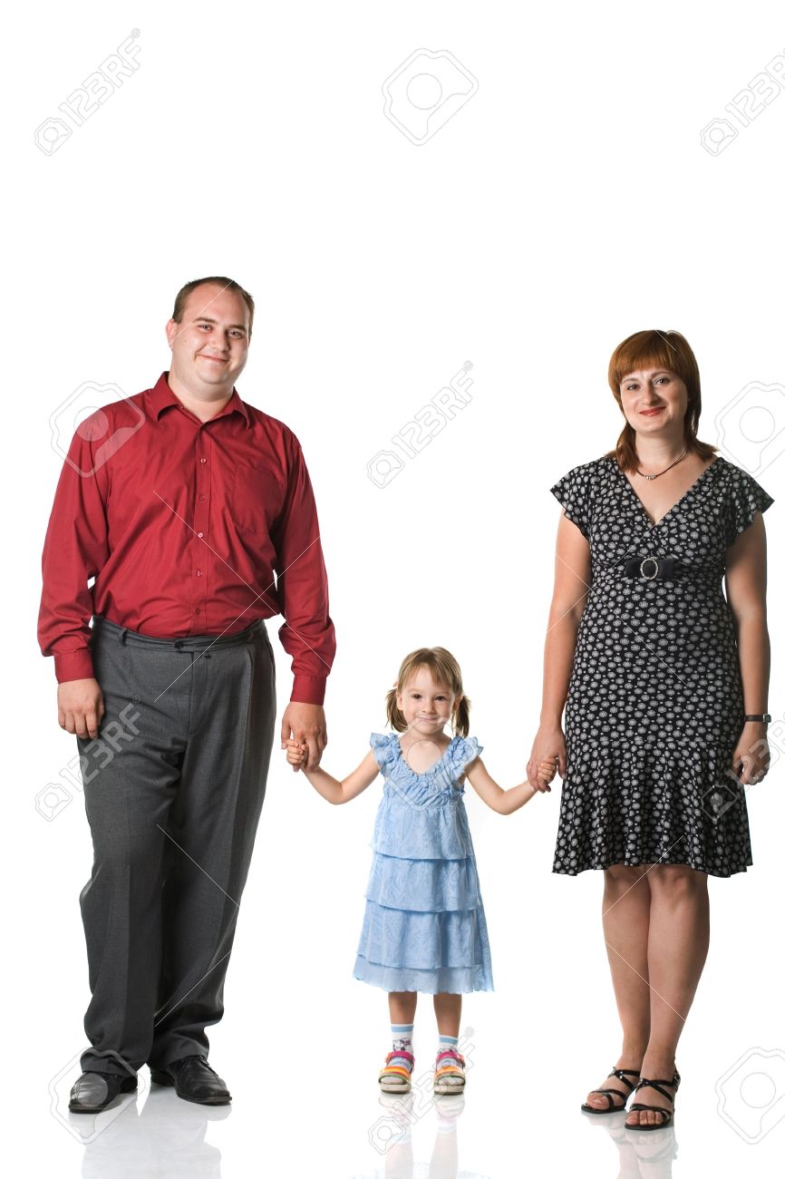 A Family Of Three People Standing, Isolated Stock Photo, Picture and  Royalty Free Image. Image 1778354.