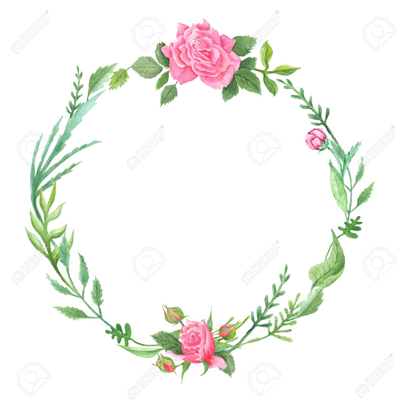 hand painted shabby chic natural eco frame with leaves and pink