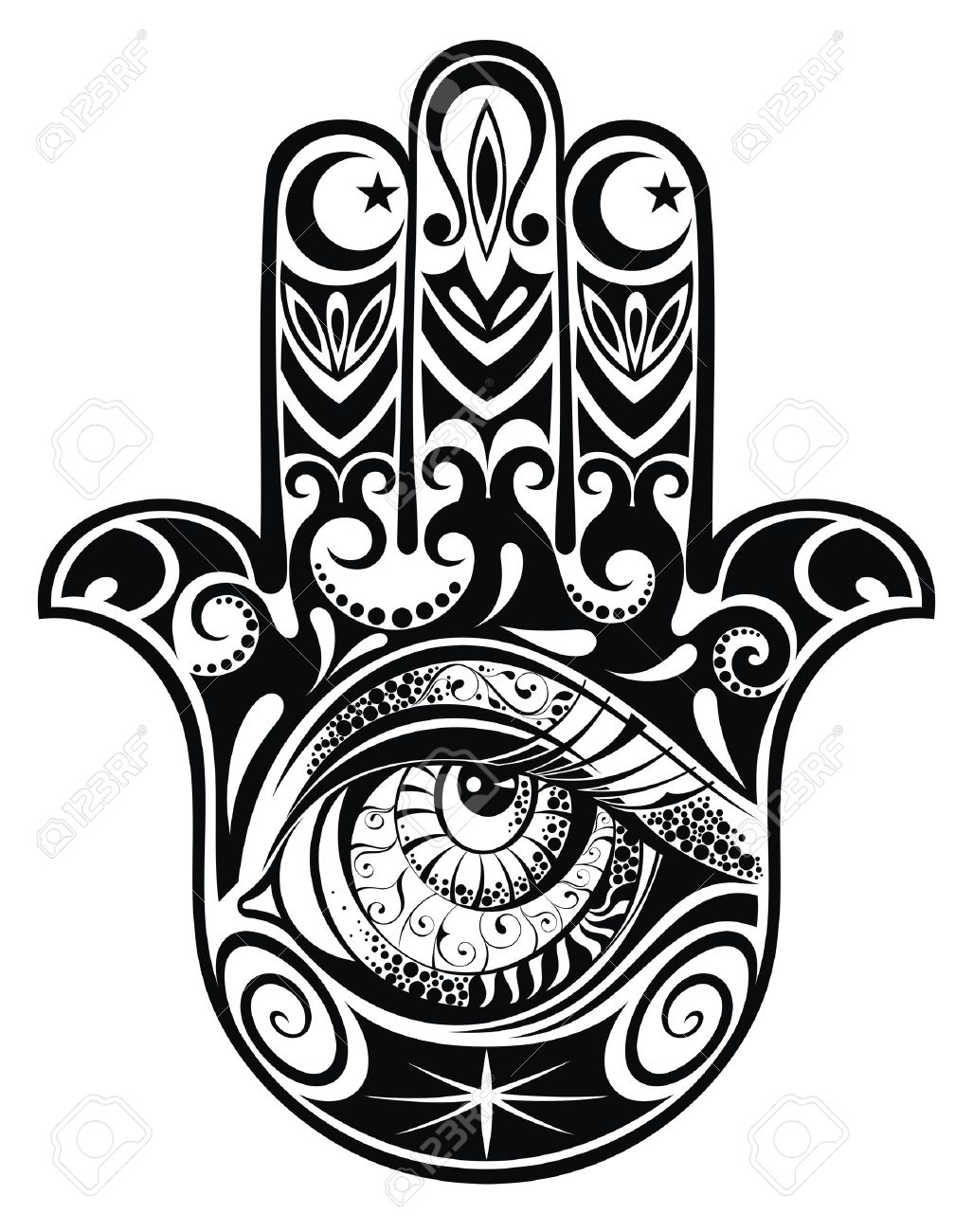 hamsa hand of fatima vector illustration royalty free cliparts