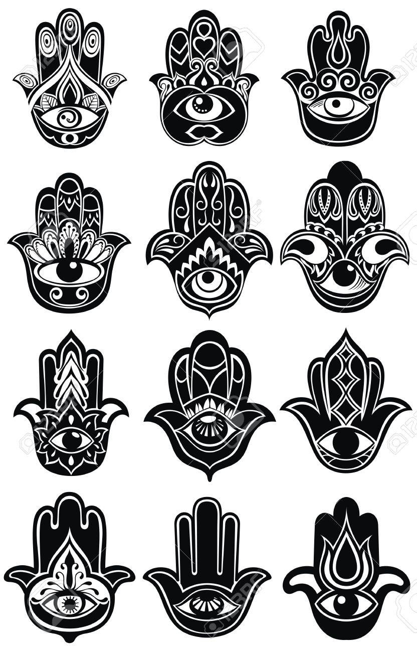 hamsa hand hand of fatima amulet royalty free cliparts vectors