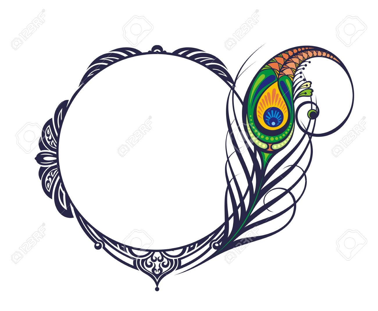 Download Peacock Feather Vector Isolated Peacock Feather Frame Royalty Free Cliparts Vectors And Stock Illustration Image 137781163