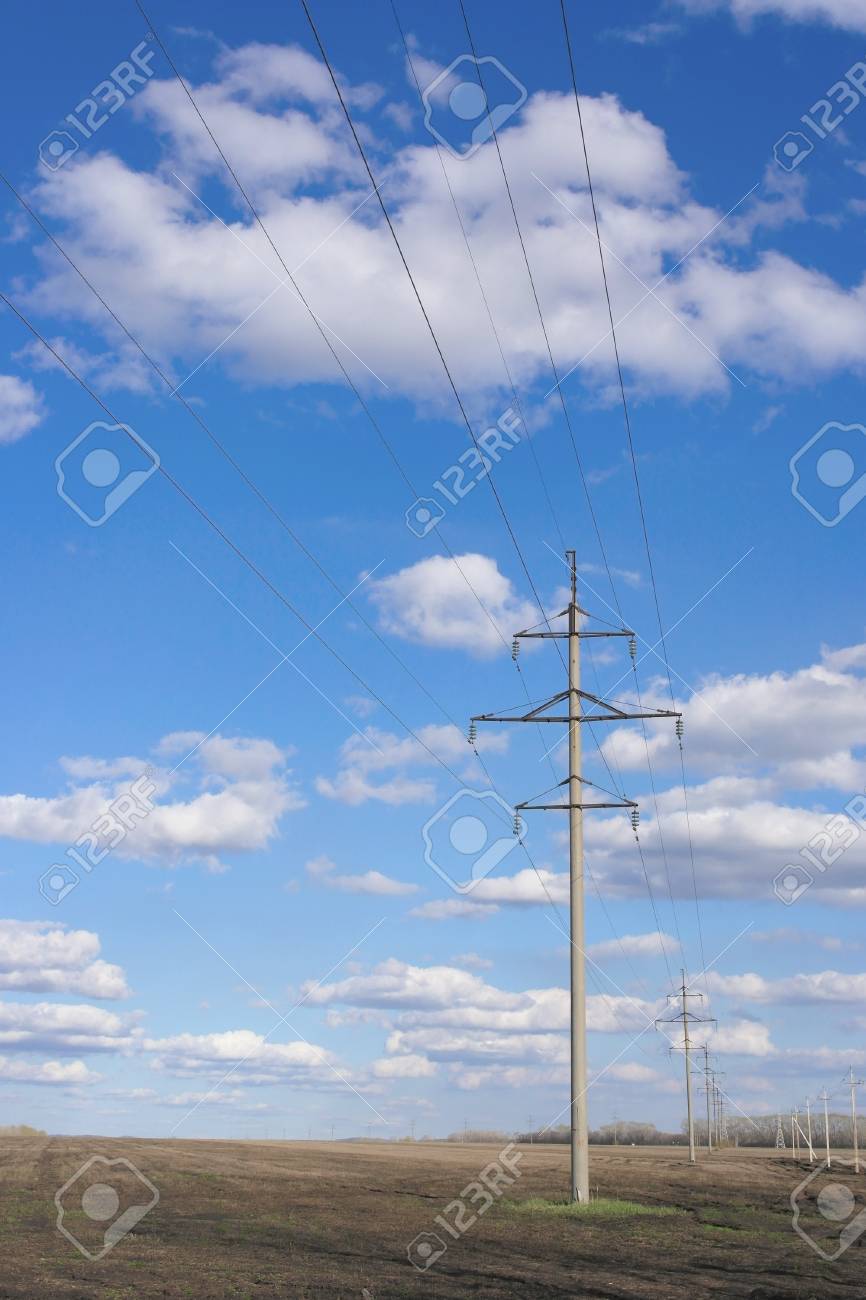 Power line of electricity transmissions on the field - 23769845 Power line of electricity transmissions on the field - 23769845