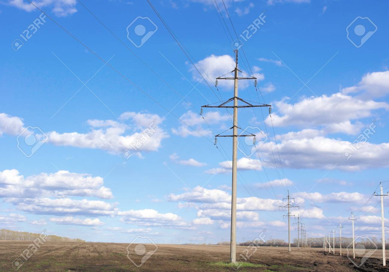 Power line of electricity transmissions on the field - 23769846 Power line of electricity transmissions on the field - 23769846